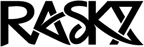 The Rasky wordmark in angular, interlocking letters