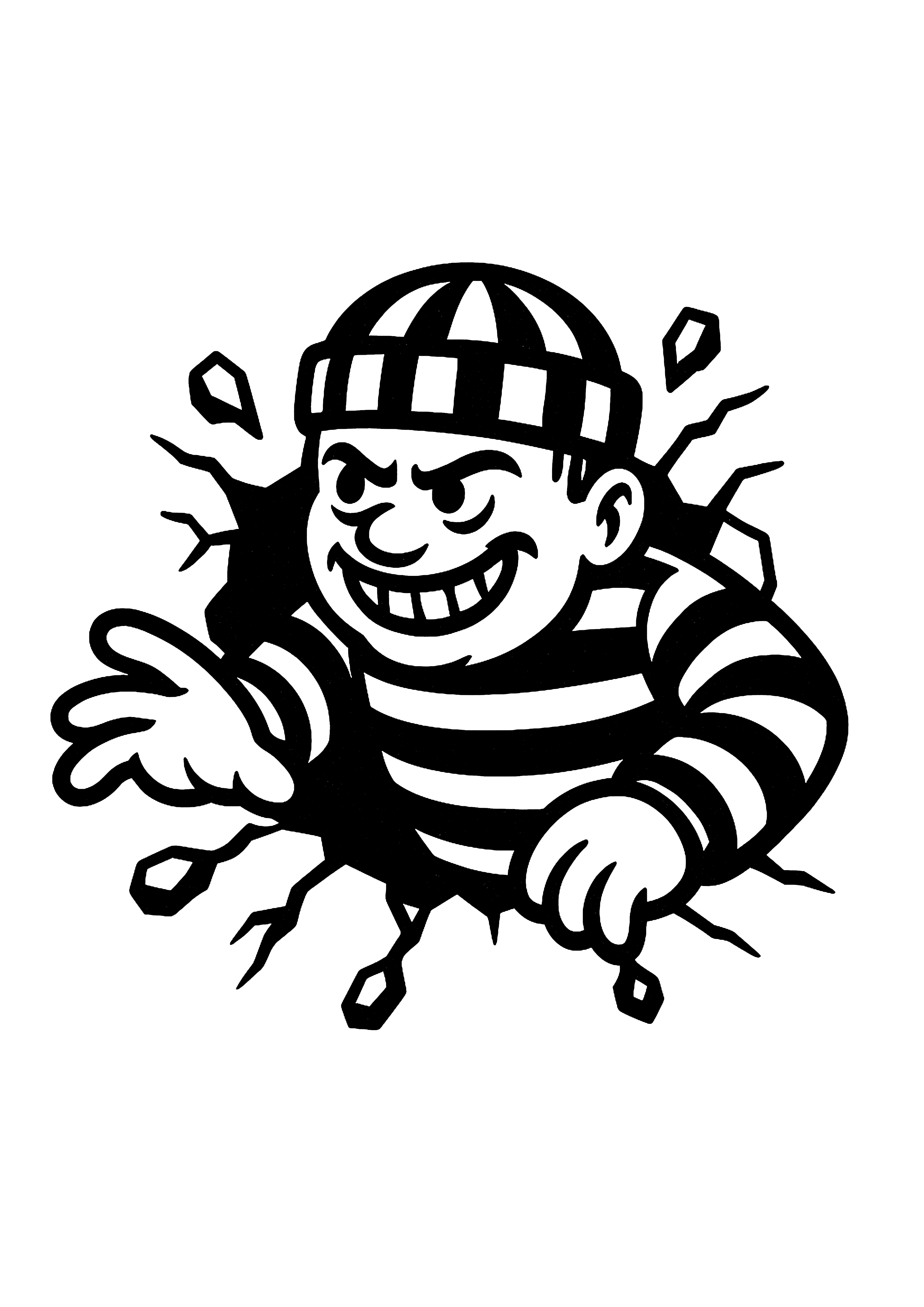 A masked prisoner bandit character graphic