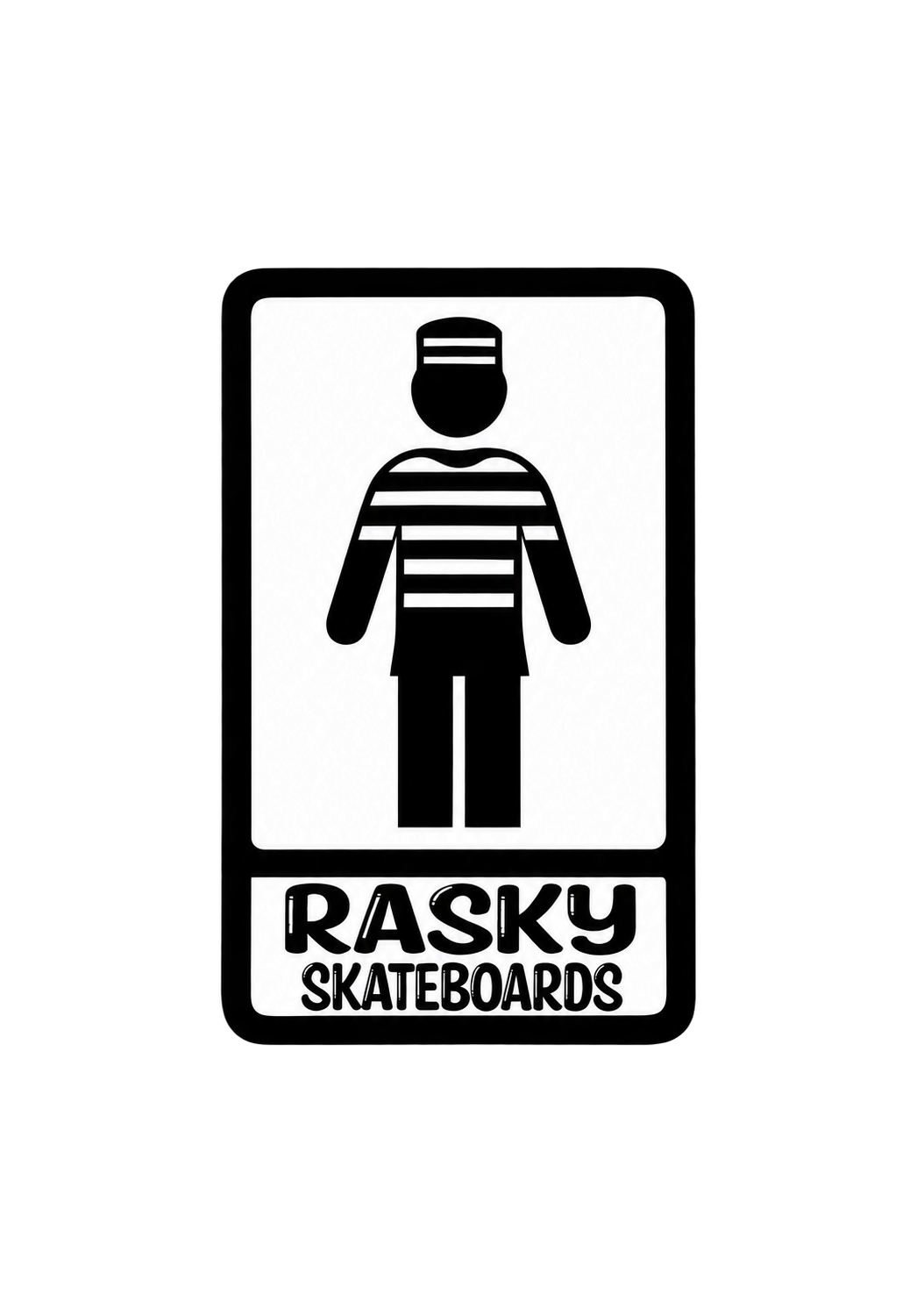 A prisoner figure mark with RASKY lettering