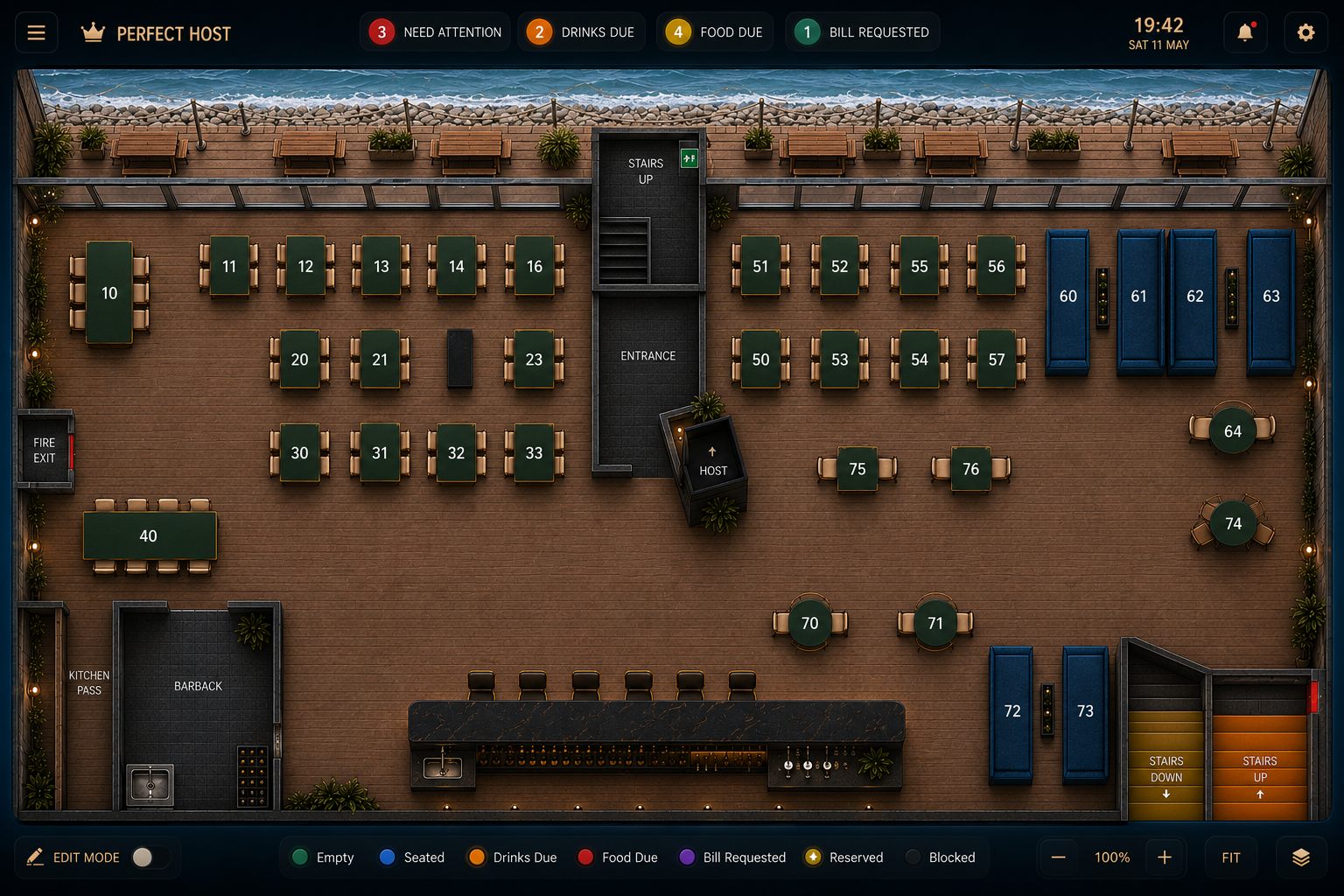 Hospitality operations floor plan