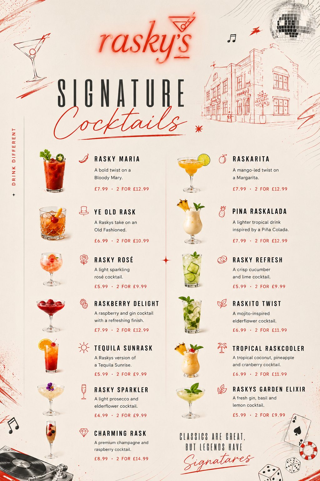 Raskys cocktail menu