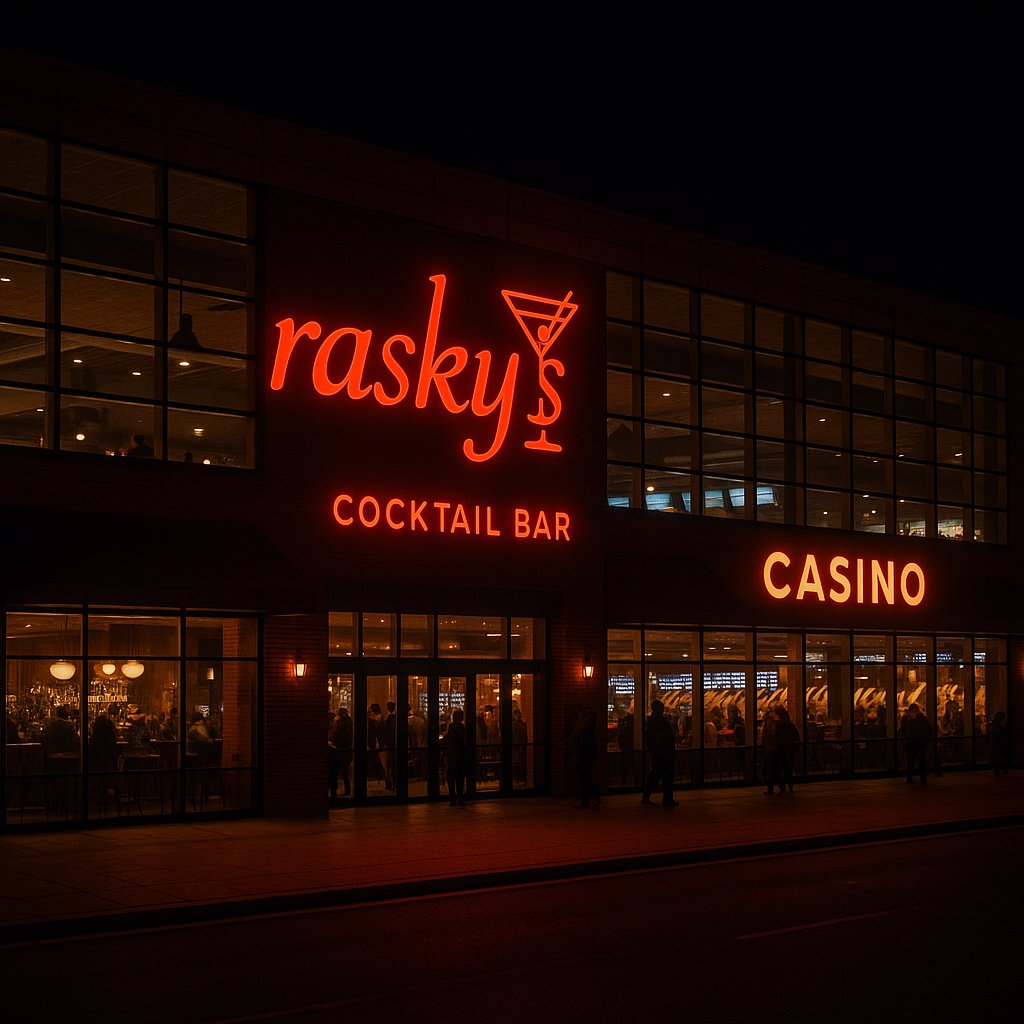 Raskys cocktail bar and casino venue exterior